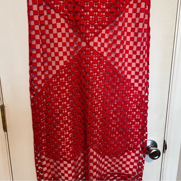 AKRIS Cocktail Dress Heart Motifs Mulberry Silk w Embroidered Overlay UK 12 US 8 - Picture 5 of 14